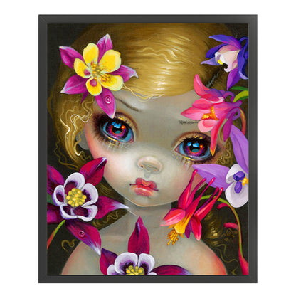 Big Eyes Girl - 11CT Stamped Cross Stitch 40*50CM