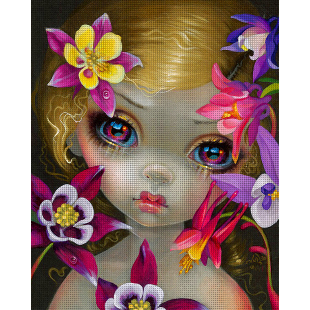 Big Eyes Girl - 11CT Stamped Cross Stitch 40*50CM