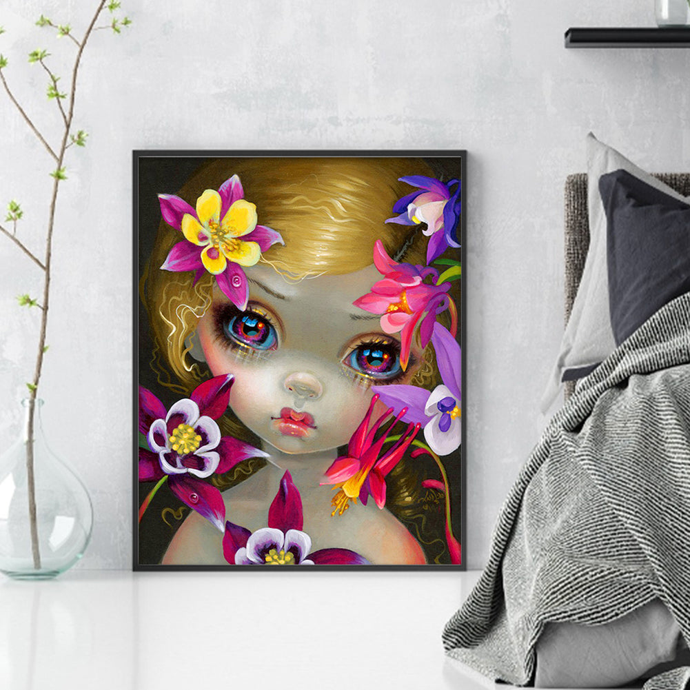 Big Eyes Girl - 11CT Stamped Cross Stitch 40*50CM