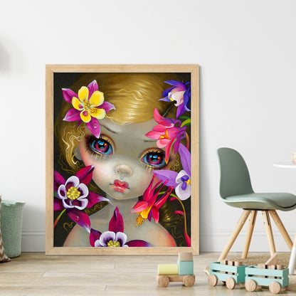 Big Eyes Girl - 11CT Stamped Cross Stitch 40*50CM