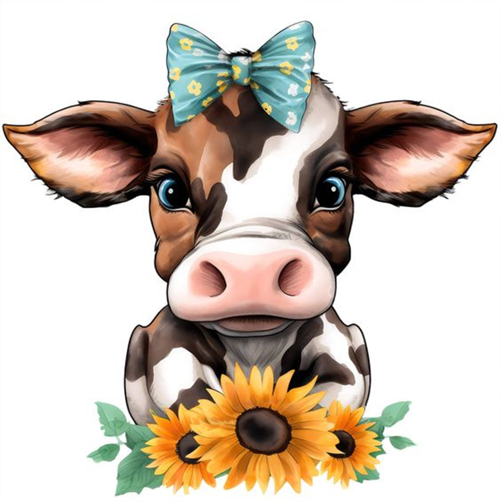 Sunflower Cow - Full Round Drill Diamond Painting 30*30CM