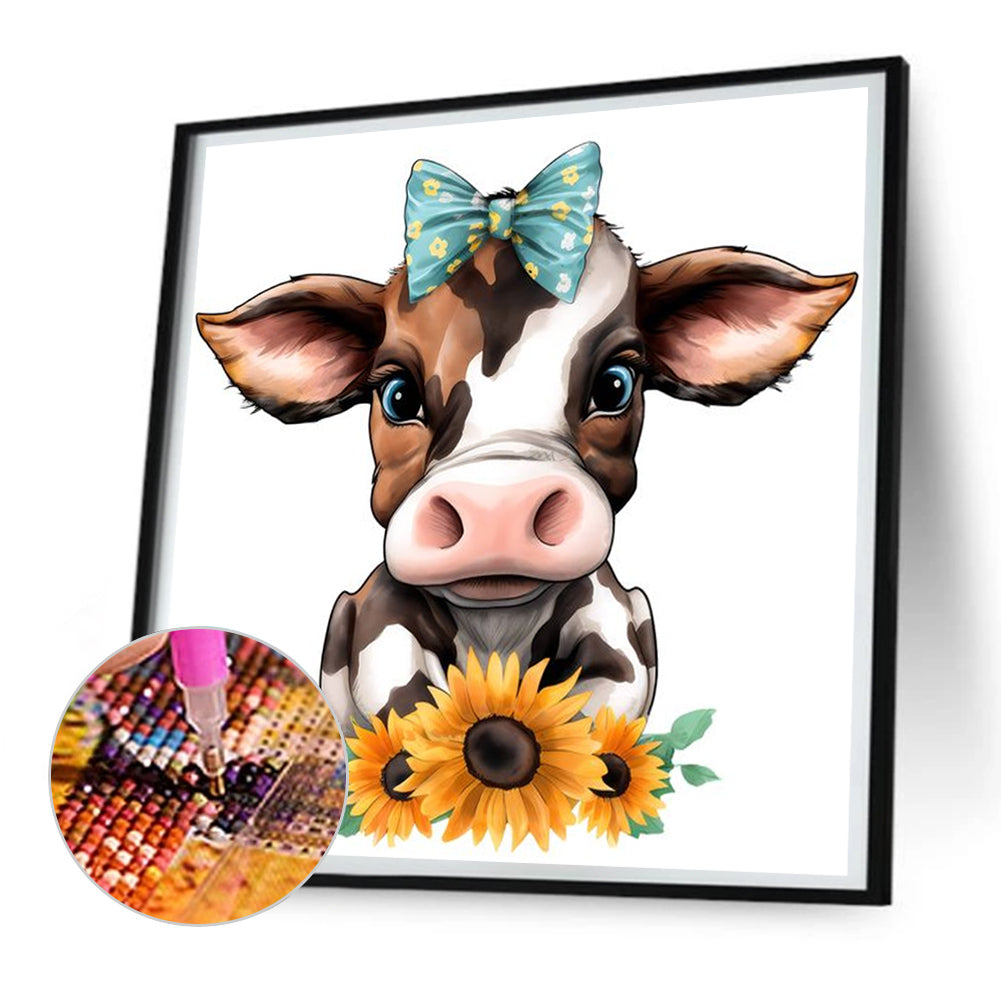 Sunflower Cow - Full Round Drill Diamond Painting 30*30CM