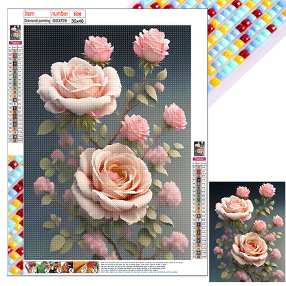 Pink Rose - Full Square Drill Diamond Painting 30*40CM