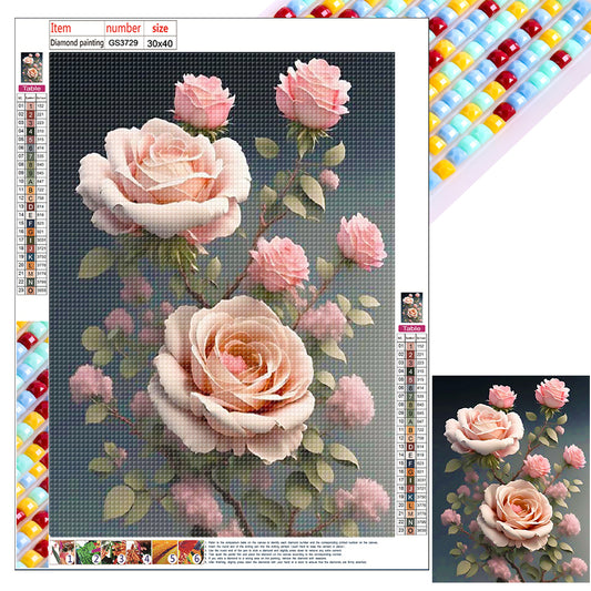 Pink Rose - Full Square Drill Diamond Painting 30*40CM