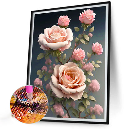 Pink Rose - Full Square Drill Diamond Painting 30*40CM