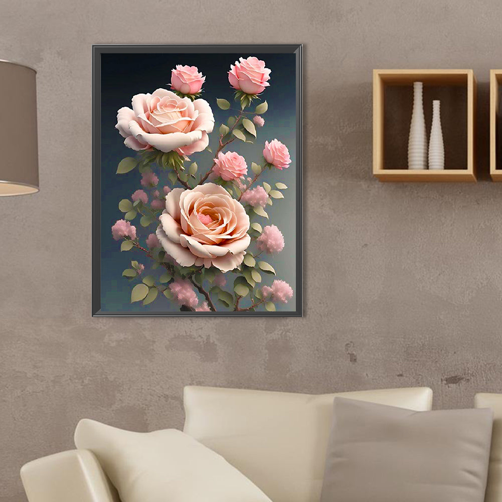 Pink Rose - Full Square Drill Diamond Painting 30*40CM