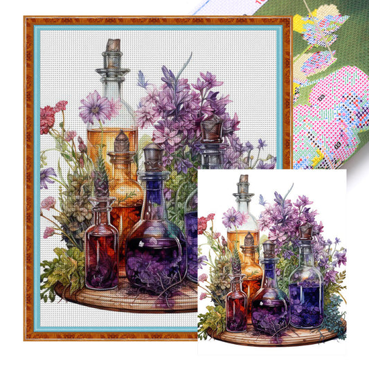 Flowers And Magic Potions - 11CT Stamped Cross Stitch 50*60CM