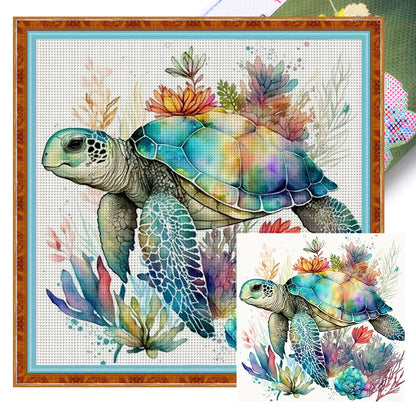 Watercolor Turtle - 11CT Stamped Cross Stitch 40*40CM