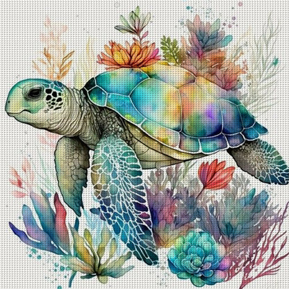 Watercolor Turtle - 11CT Stamped Cross Stitch 40*40CM