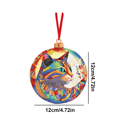 8PCS Double Sided Diamond Drawing Hanging Ornament Colourful Cat 12x12cm