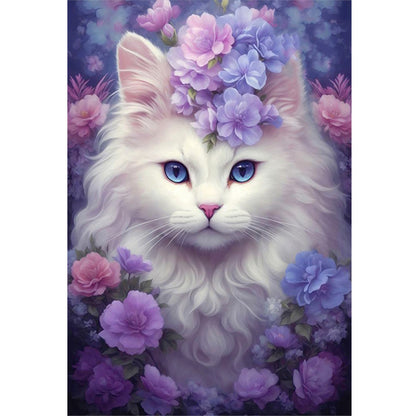 Flower Cat - 11CT Stamped Cross Stitch 40*60CM