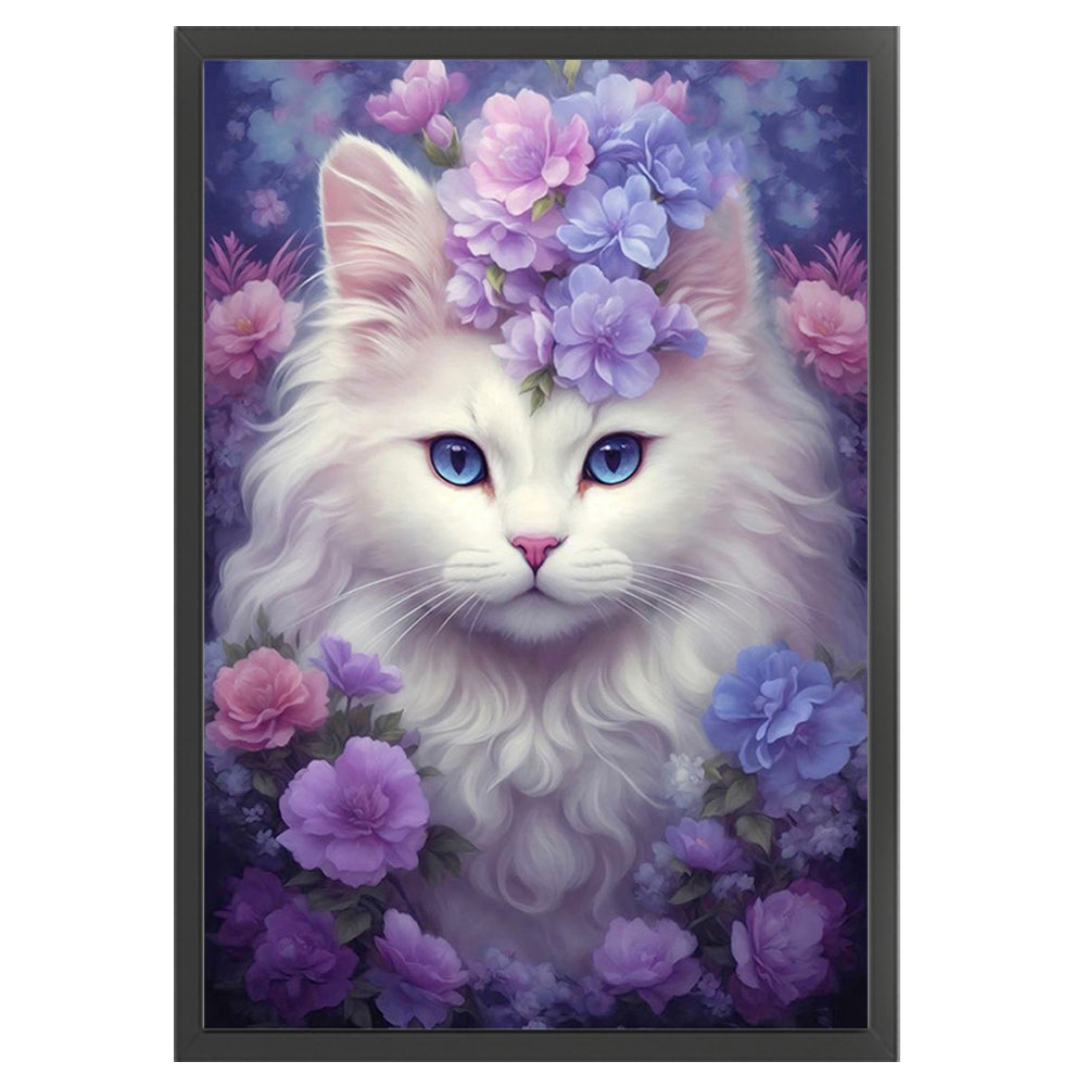 Flower Cat - 11CT Stamped Cross Stitch 40*60CM