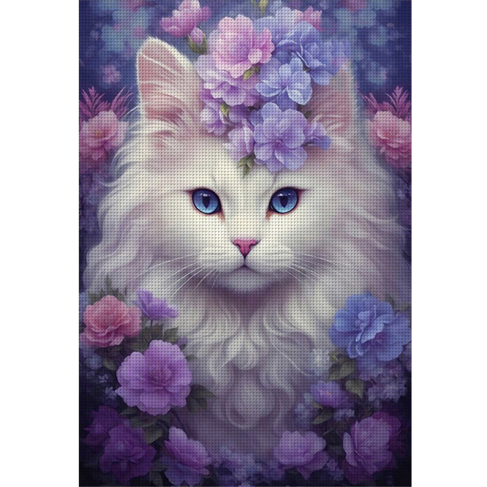 Flower Cat - 11CT Stamped Cross Stitch 40*60CM