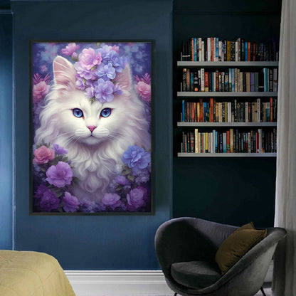 Flower Cat - 11CT Stamped Cross Stitch 40*60CM