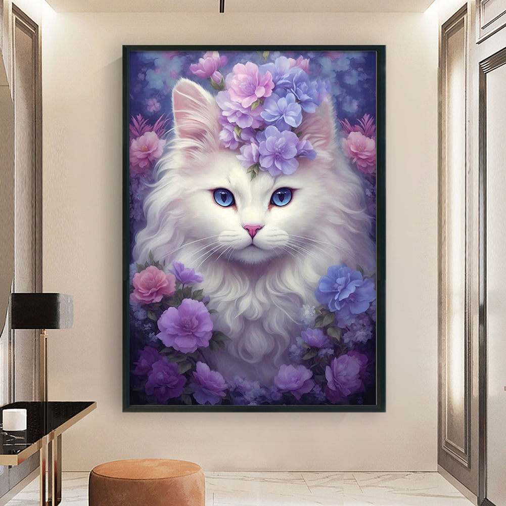 Flower Cat - 11CT Stamped Cross Stitch 40*60CM