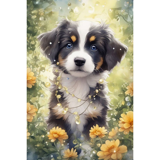 Flower Dog - Full Round Drill Diamond Painting 40*60CM