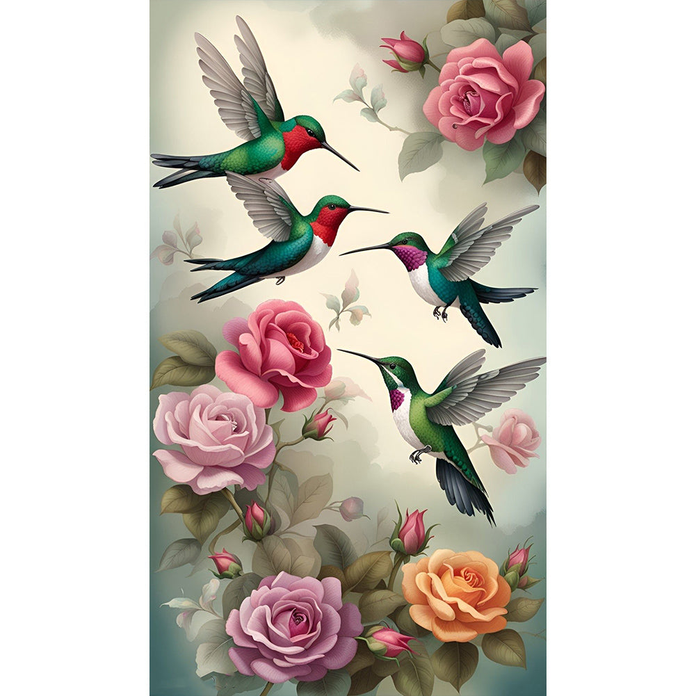 Birds Singing And Flowers Fragrant - Full Round Drill Diamond Painting 40*70CM