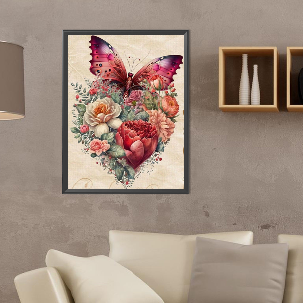 Flowers And Butterflies - Full Round Drill Diamond Painting 30*40CM