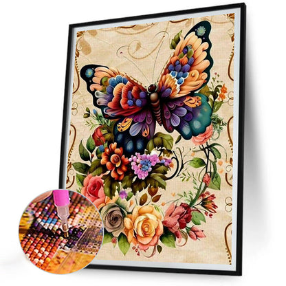 Flowers And Butterflies - Full Round Drill Diamond Painting 30*40CM