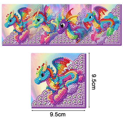 4PCS Special Shape+Round Diamond Painting Bookmark Kits Kits(Rainbow Pteranodon)