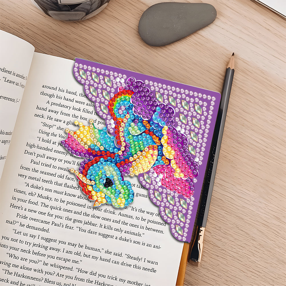 4PCS Special Shape+Round Diamond Painting Bookmark Kits Kits(Rainbow Pteranodon)