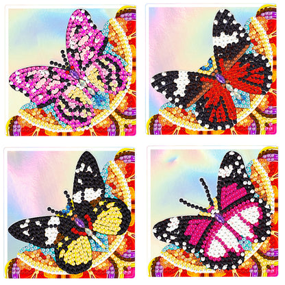 4PCS Special Shape+Round Diamond Painting Bookmark Kits Kits (Garden Butterfly)