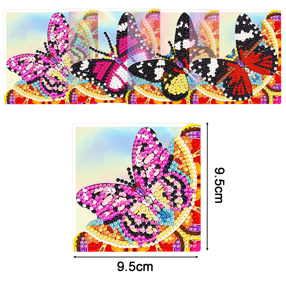 4PCS Special Shape+Round Diamond Painting Bookmark Kits Kits (Garden Butterfly)
