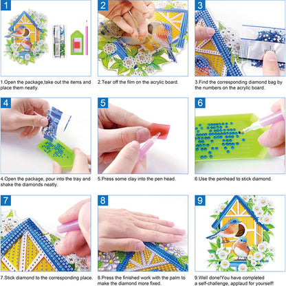 4PCS Special Shape+Round Diamond Painting Bookmark Kits Kits (Garden Butterfly)