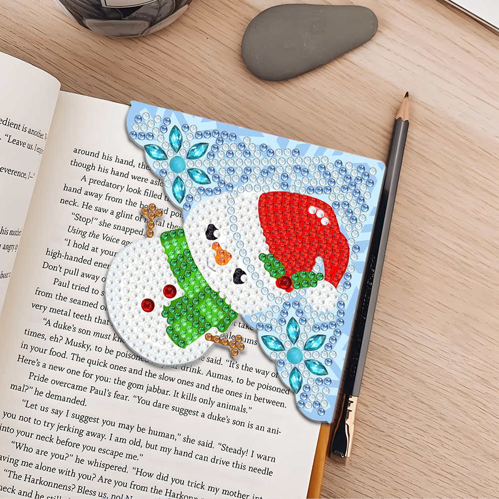 4PCS Special Shape+Round Diamond Painting Bookmark Kits Kits(Cartoon Snowman #6)