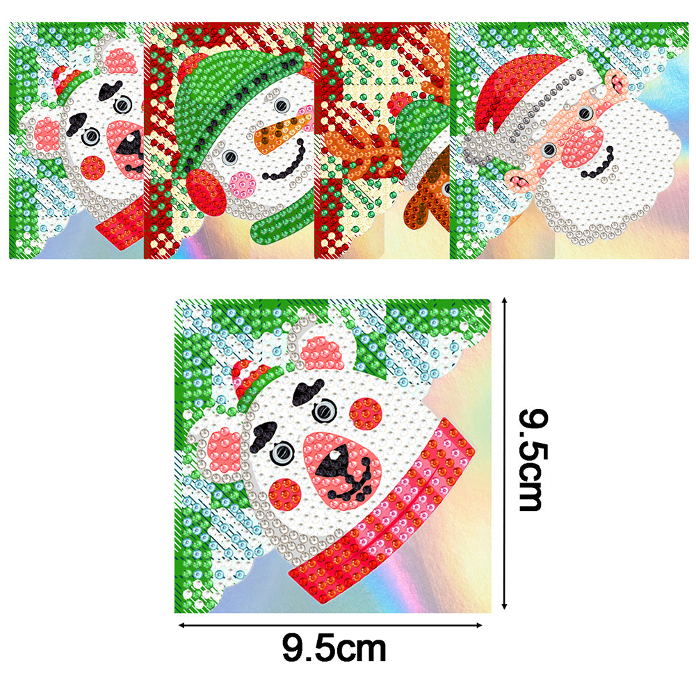 4PCS Special Shape+Round Diamond Painting Bookmark Kits Kits(Cartoon Snowman #7)