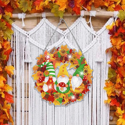 Special Shaped Diamond Painting Wall Decor Wreath Gnome Crystal Painting Wreath