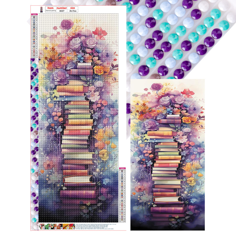 Flower Book Ladder - Full Round Drill Diamond Painting 30*70CM