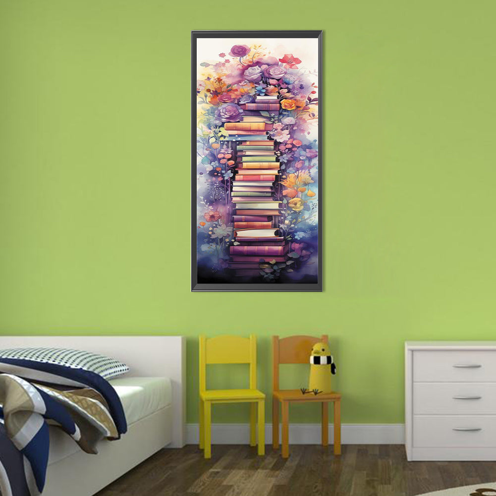 Flower Book Ladder - Full Round Drill Diamond Painting 30*70CM