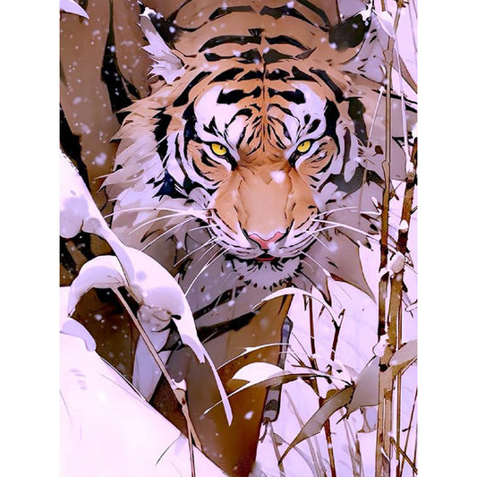 Tiger In Snow - Full Round Drill Diamond Painting 30*40CM