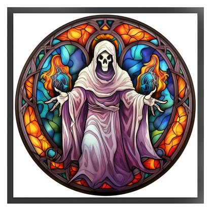 Glass Painting-Skeleton Man - 11CT Stamped Cross Stitch 40*40CM