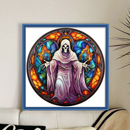 Glass Painting-Skeleton Man - 11CT Stamped Cross Stitch 40*40CM