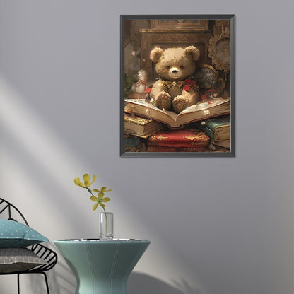 Teddy Bear Reading A Book - Full Round Drill Diamond Painting 40*50CM