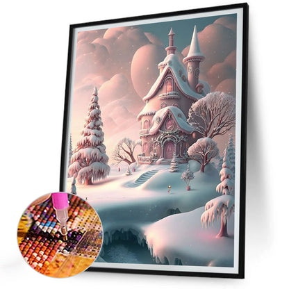 House In Snow - Full Round Drill Diamond Painting 30*40CM