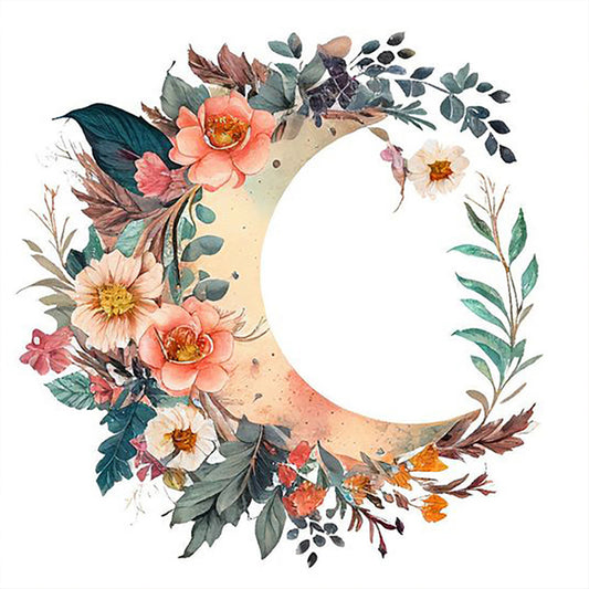 Flowers On The Moon - Full Round Drill Diamond Painting 30*30CM