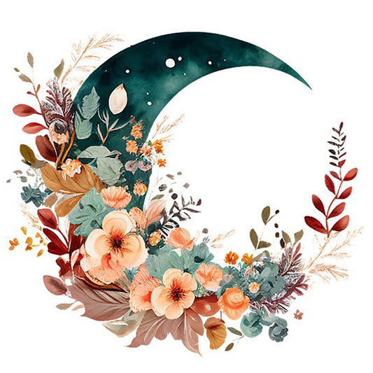Flowers On The Moon - Full Round Drill Diamond Painting 30*30CM