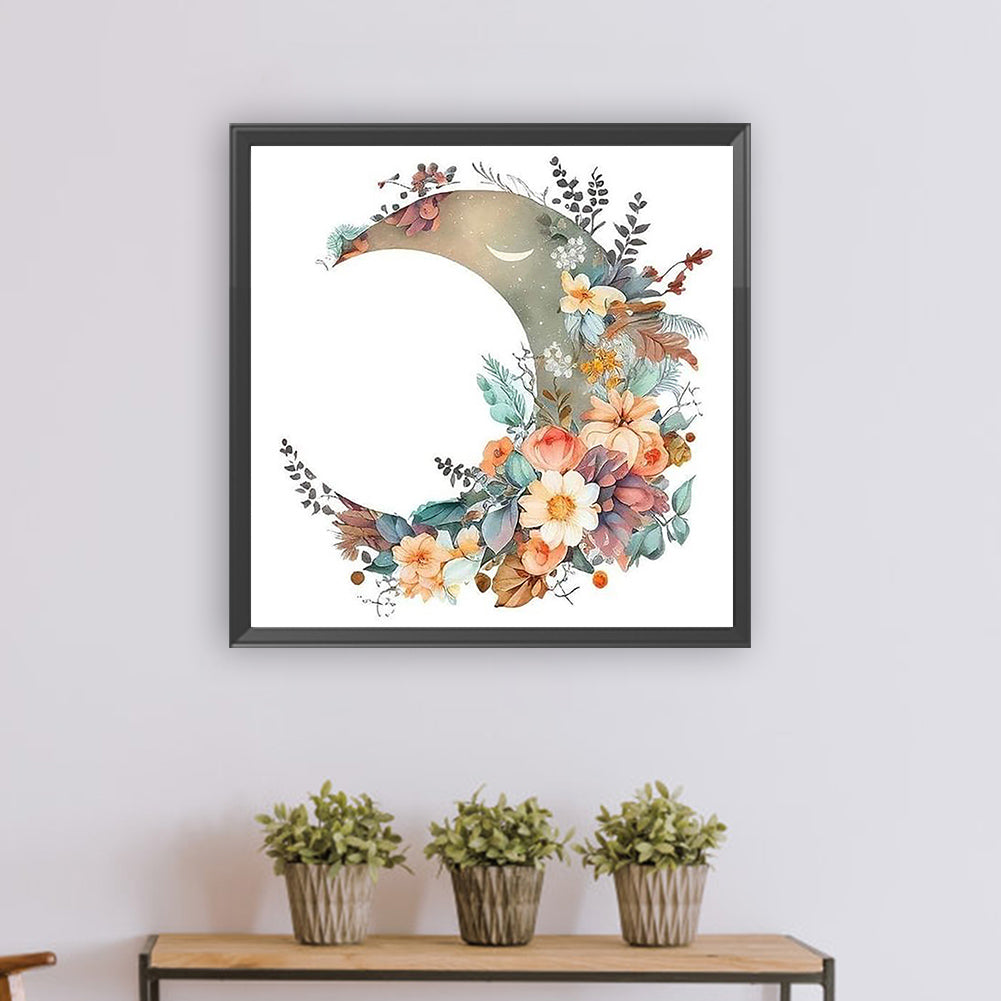 Flowers On The Moon - Full Round Drill Diamond Painting 30*30CM