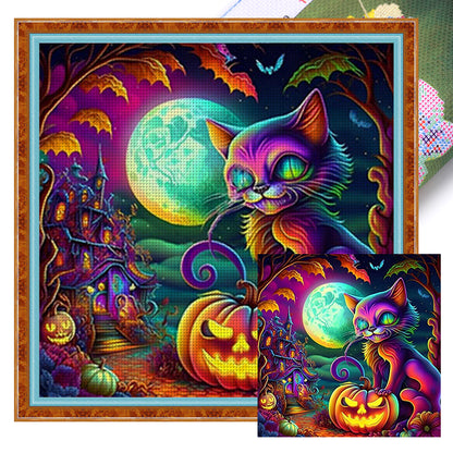 Pumpkin Cat - 11CT Stamped Cross Stitch 50*50CM