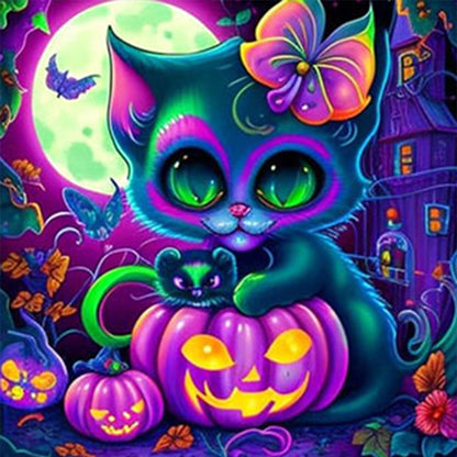 Pumpkin Cat - 11CT Stamped Cross Stitch 50*50CM