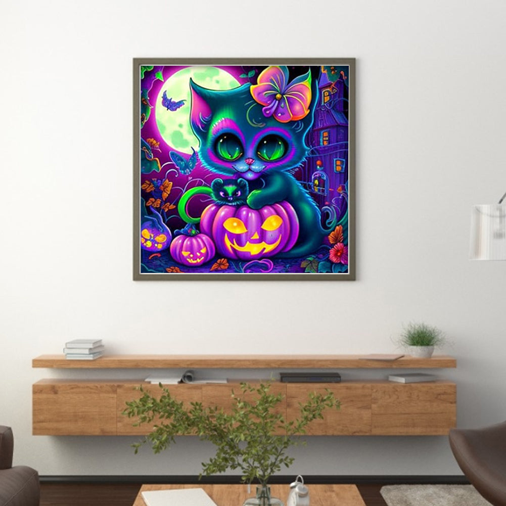 Pumpkin Cat - 11CT Stamped Cross Stitch 50*50CM