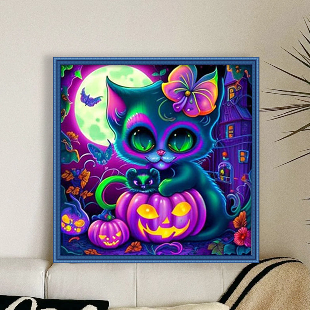 Pumpkin Cat - 11CT Stamped Cross Stitch 50*50CM