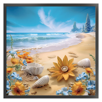 Seaside Beach - 11CT Stamped Cross Stitch 40*40CM