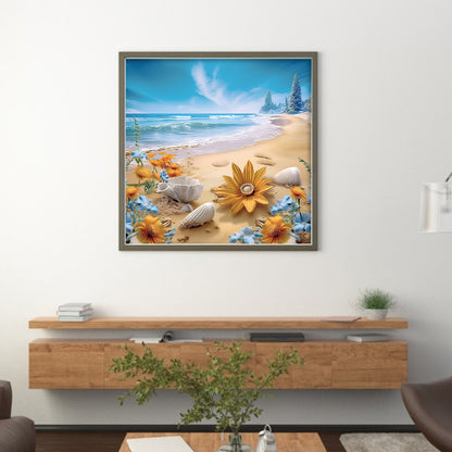 Seaside Beach - 11CT Stamped Cross Stitch 40*40CM