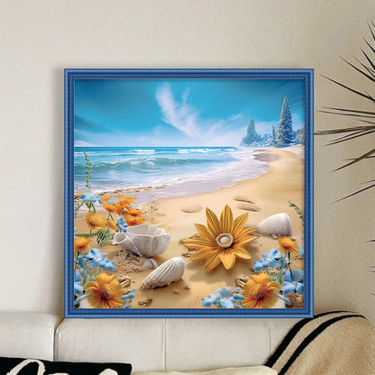 Seaside Beach - 11CT Stamped Cross Stitch 40*40CM