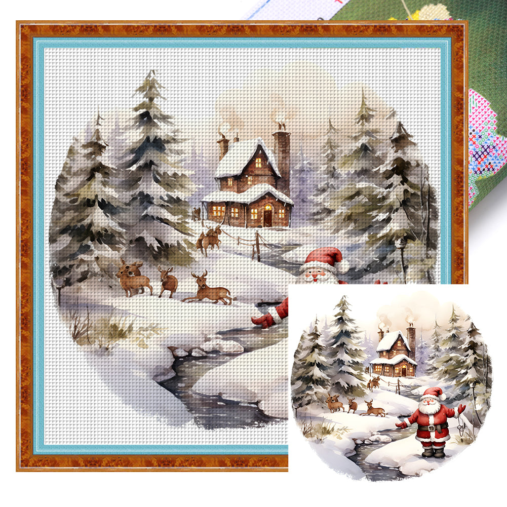 Santa Hut - 11CT Stamped Cross Stitch 40*40CM