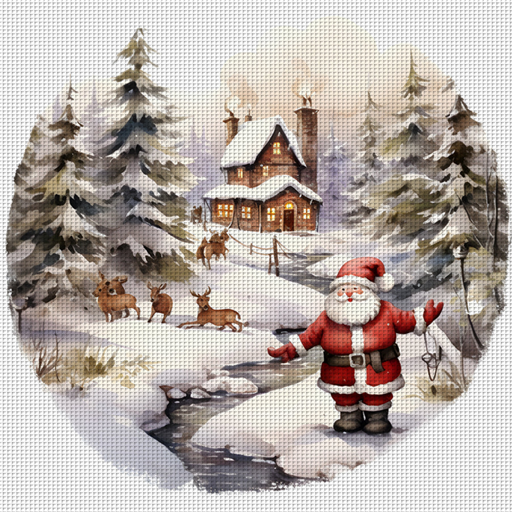 Santa Hut - 11CT Stamped Cross Stitch 40*40CM